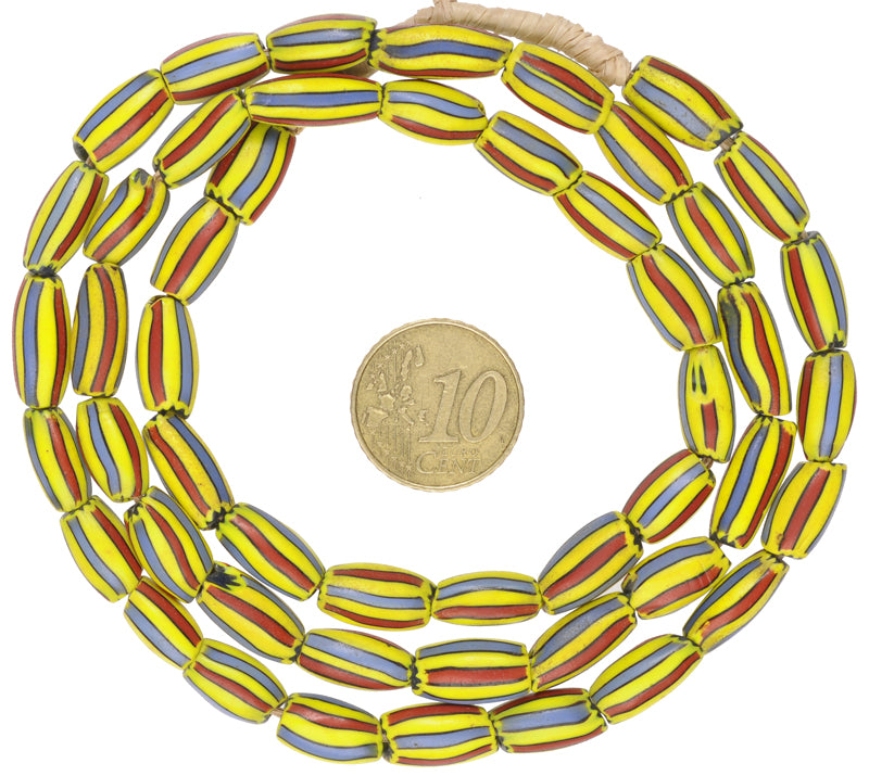 2-Layer Chevron Beads Strand - Antique Venetian Glass, 25" Long - close-up