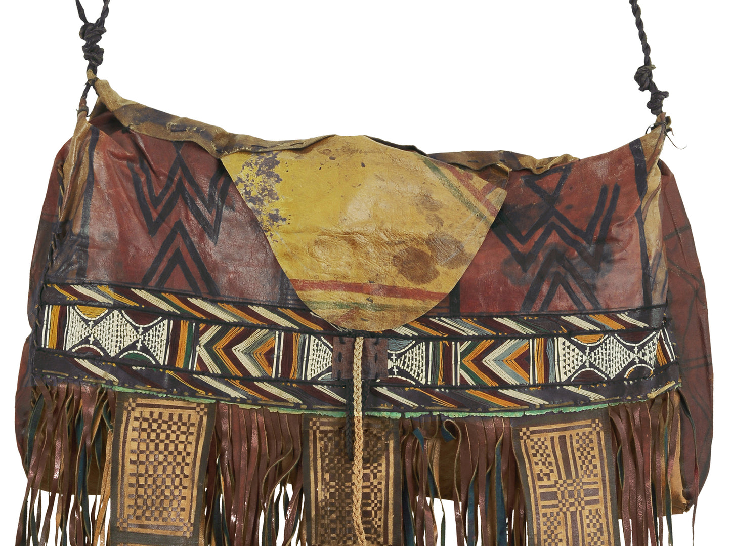 Vintage Tuareg Leather Bag – Sahara Nomad Ethnic Aged Leather Carryall