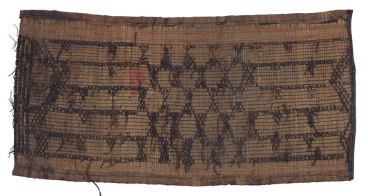 Authentic Tuareg Straw and Leather Mat – Nomad Geometric Art (35″×17″)