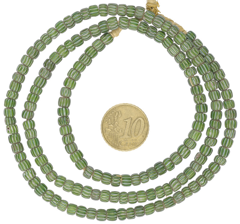 Rare Round 4-Layer Chevron Beads - Venetian Glass Strand, 25.5" - close-up