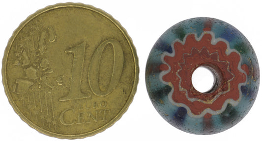 Large 5 Layer Striped Chevron Bead | Antique Venetian Trade Glass - alternate view