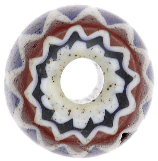 Blue 6-Layer Chevron Bead - Antique Venetian Glass, 17X12Mm - alternate view