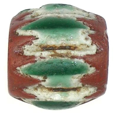 Rare 7-Layer Green Venetian Chevron Bead 13X12Mm, 1500S Trade - alternate view