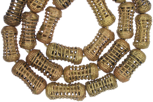 Authentic Ashanti Brass Beads - Handmade 25" Strand, Lost Wax Craft - alternate view
