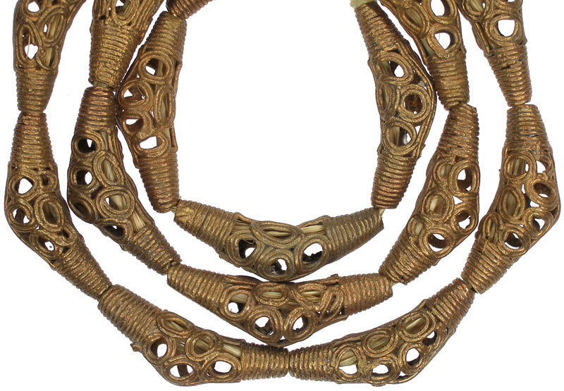 Authentic Ashanti New Elbow Brass Beads From Ghana - Tribalgh - alternate view