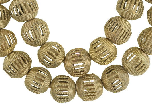 Large African Round Brass Beads, Handmade In Ghana - 22-24Mm - alternate view