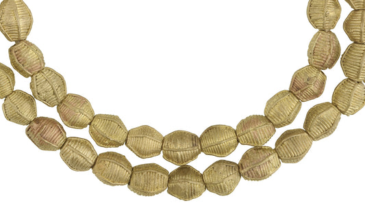 African Bicone Brass Beads From Ghana, Handmade Lost Wax Strand - alternate view