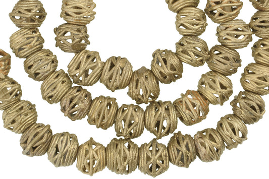 African Round Brass Beads, Handcrafted In Ghana, 20.5" Strand - alternate view