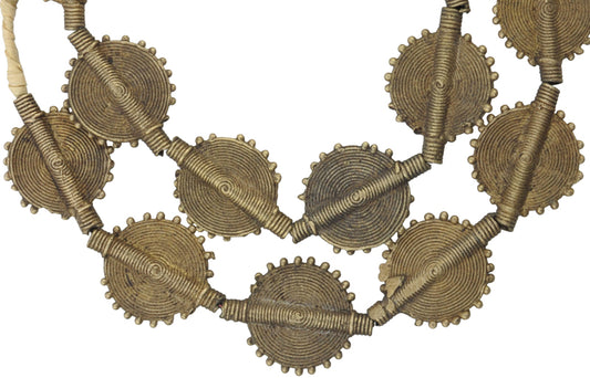 Authentic African Flat Brass Beads From Ghana - Handmade 26Mm Strand - alternate view