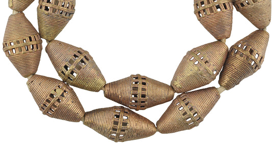 Large African Brass Beads From Ghana - 100% Handmade, 22 ¾" Strand - alternate view