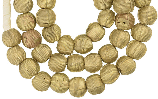 African Round Brass Beads Handmade In Ghana - 12-13Mm, Lost Wax Technique - alternate view