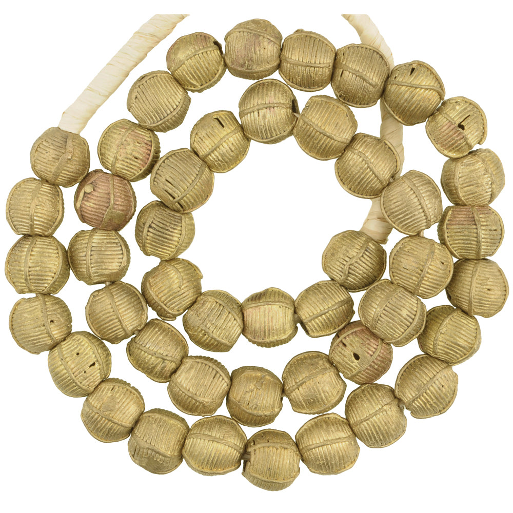 African Round Brass Beads Handmade In Ghana - 12-13Mm, Lost Wax Technique