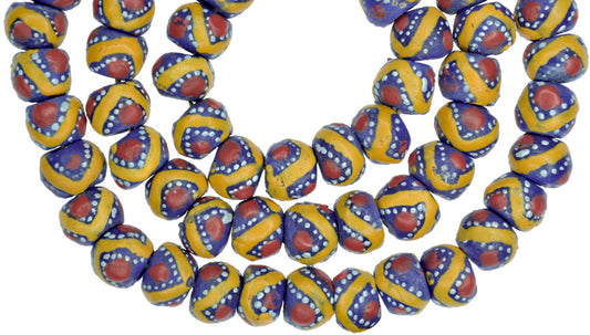 African Fancy Powder Glass Beads, Handmade In Ghana, 13Mm - alternate view