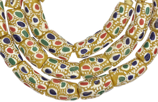 African Fancy Powder Glass Beads - Handcrafted Krobo Trade Beads - alternate view