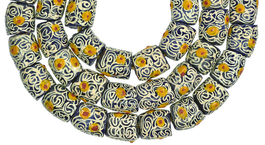 African Trade Beads: Fancy Powder Glass Beads, 13Mm, Handmade In Ghana - alternate view