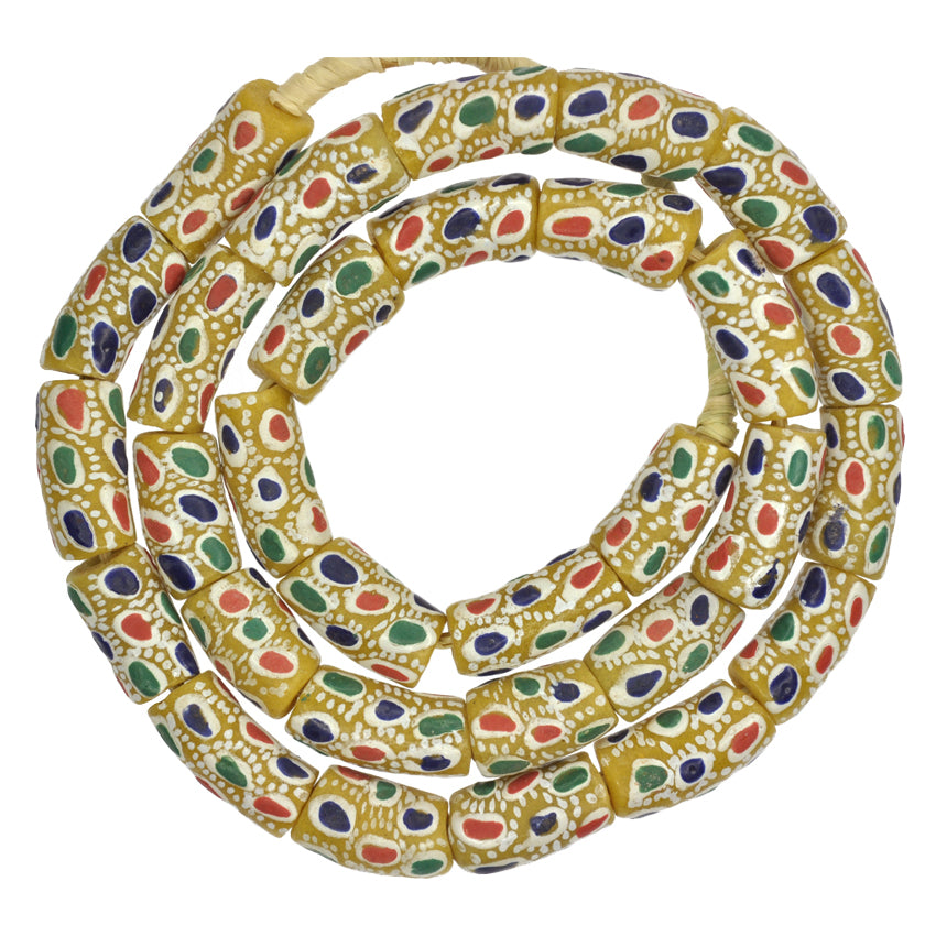 African Fancy Powder Glass Beads - Handcrafted Krobo Trade Beads