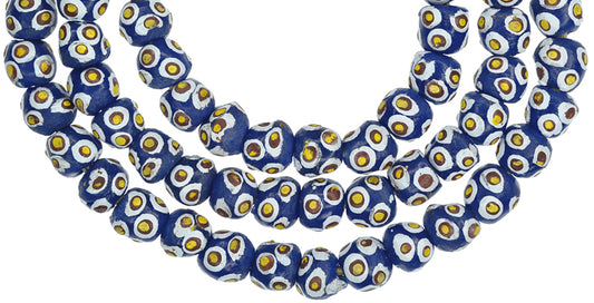 26" African Powder Glass Beads, Venetian Eye Trade Bead Style, Handmade - alternate view