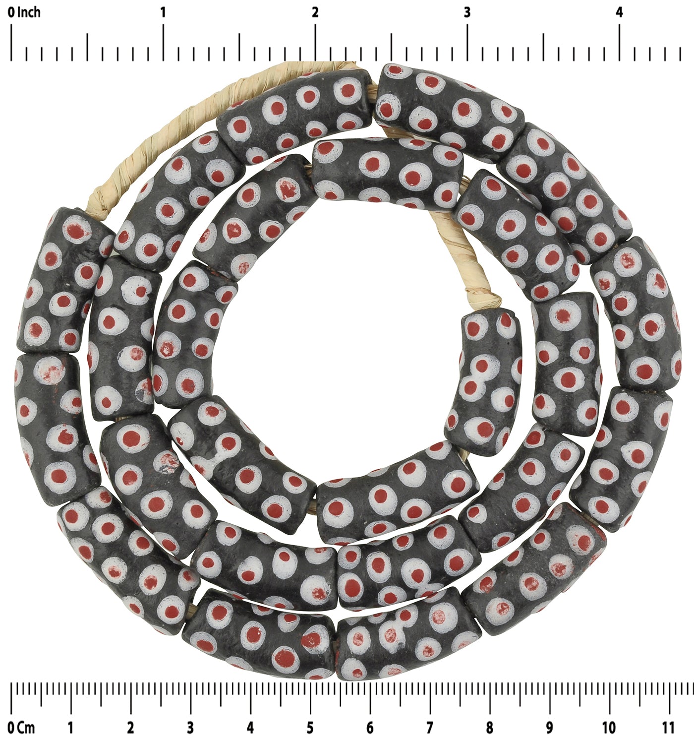 African Trade Beads: Fancy Krobo Glass Beads 10Mm - Ghana Made - zoomed-in detail