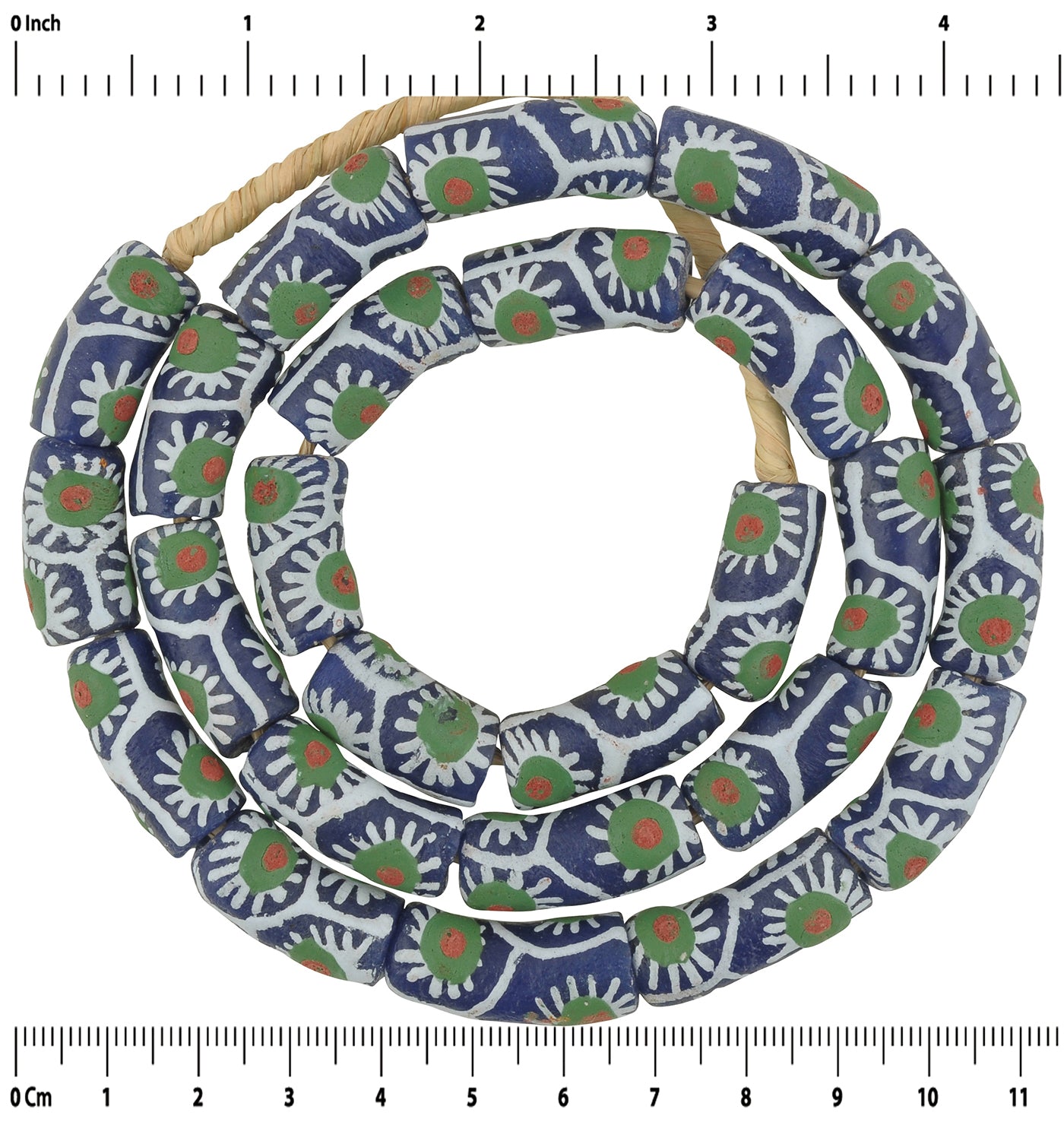 Handmade Fancy African Trade Beads - 24" Krobo Glass Beads Ghana - zoomed-in detail