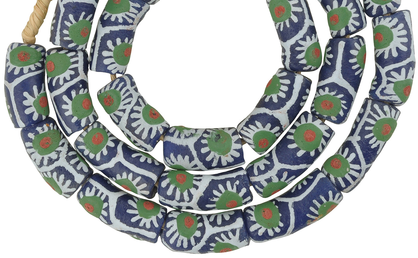 Handmade Fancy African Trade Beads - 24" Krobo Glass Beads Ghana - alternate view