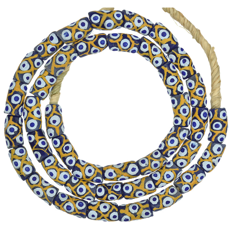 African Trade Beads - Fancy Krobo Powder Glass Eye Beads, 9Mm