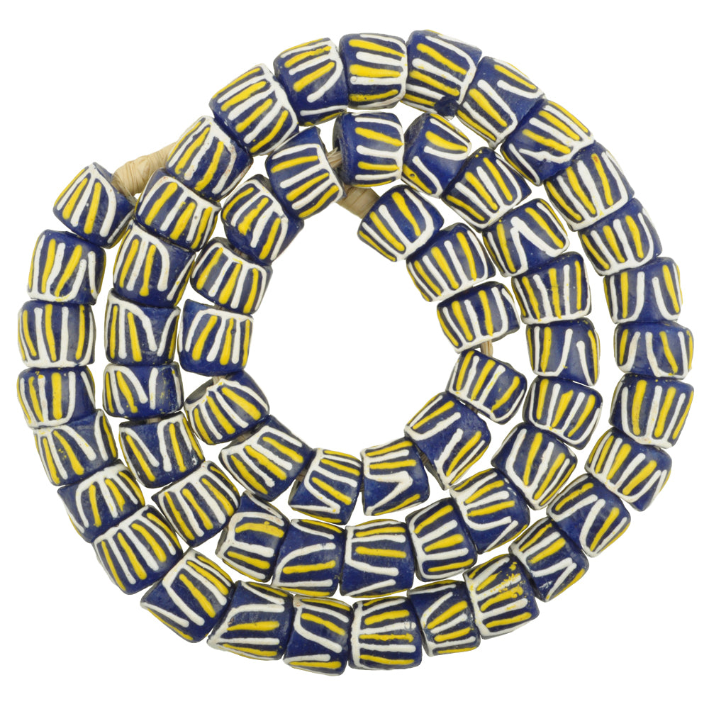 African Trade Powder Glass Beads, 12-13Mm, Fancy Krobo Beads