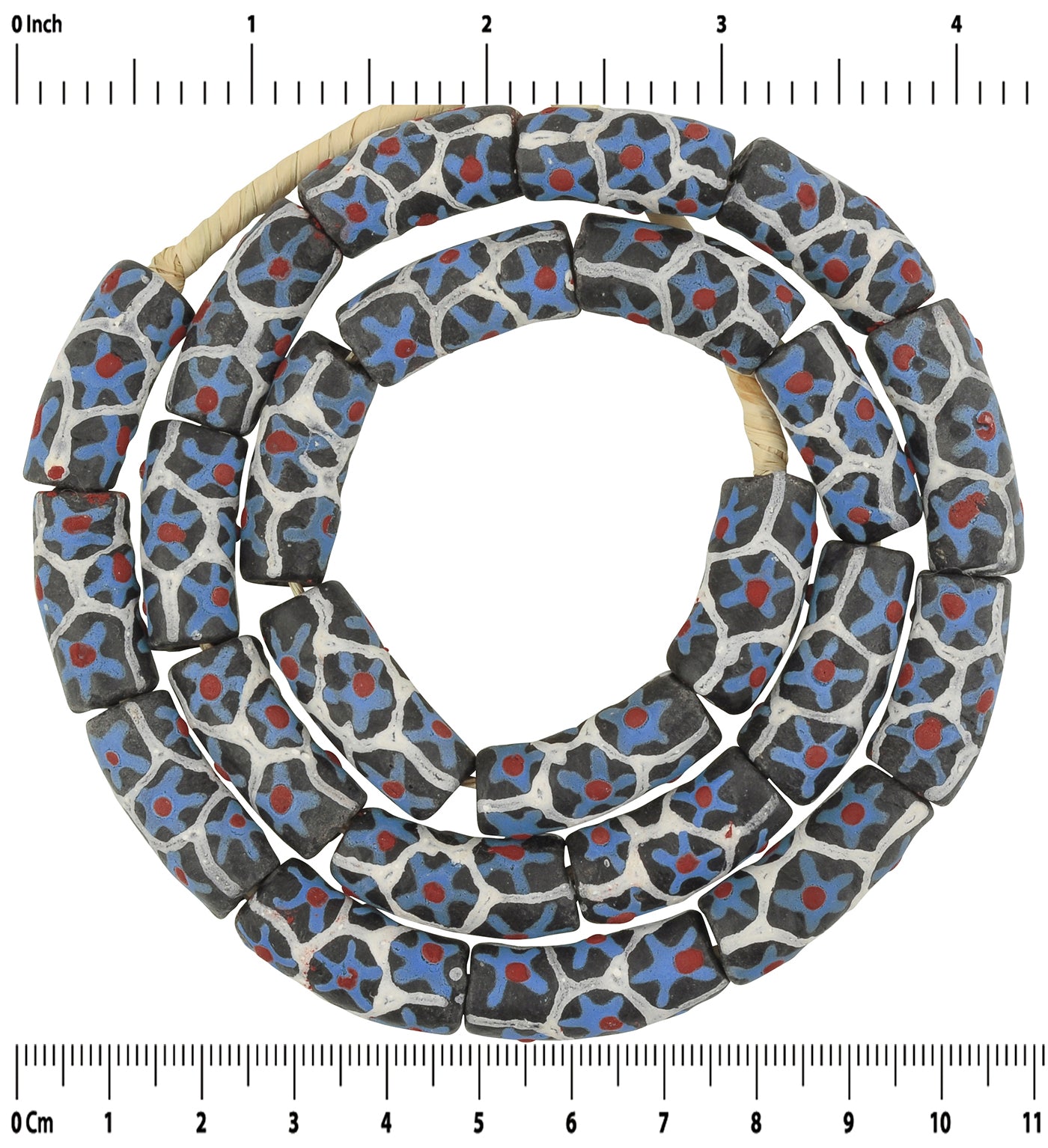 African Trade Beads - Fancy Powder Glass Krobo Beads 10Mm - zoomed-in detail