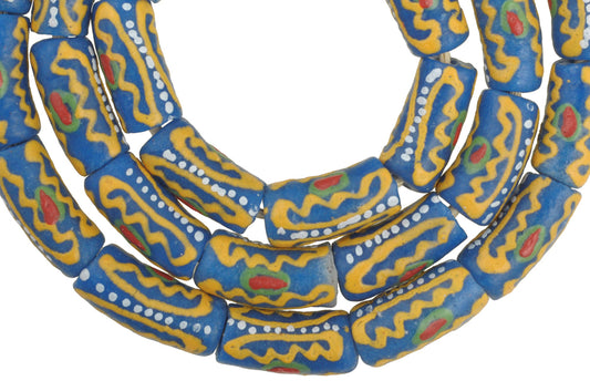 Vibrant 10Mm Fancy Krobo Powder Glass Beads - African Trade Beads - zoomed-in detail