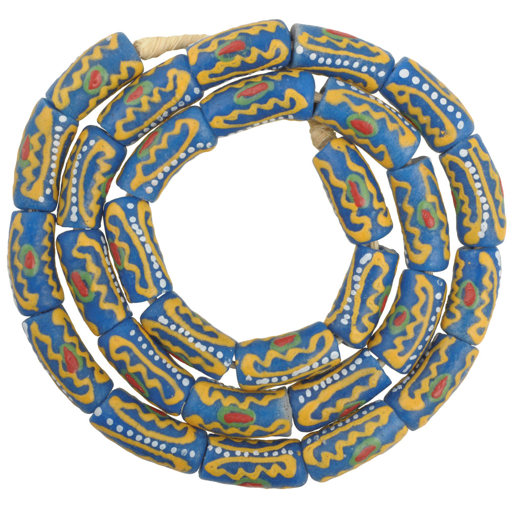 Vibrant 10Mm Fancy Krobo Powder Glass Beads - African Trade Beads - close-up
