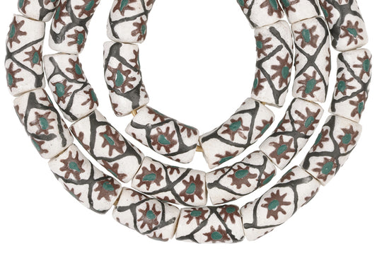 African Trade Beads: Fancy 10Mm Ghanaian Krobo Glass Beads - alternate view