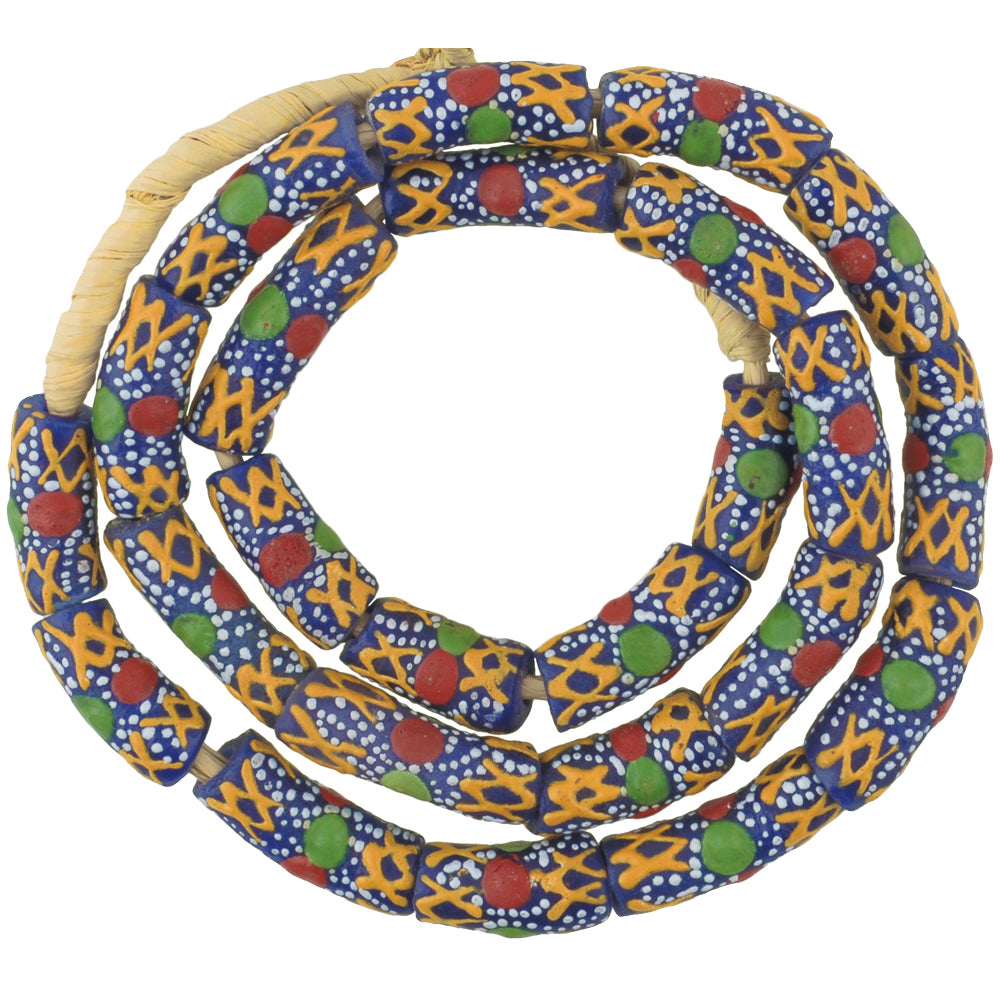 New 9-10Mm Powder Glass Fancy African Trade Beads From Ghana