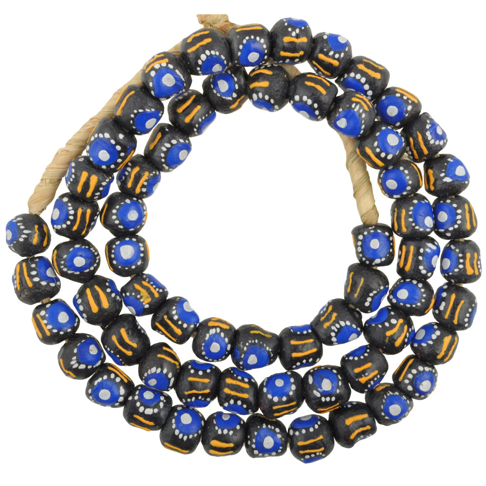 African Trade Beads - Fancy Powder Glass Krobo Beads, 11-12Mm
