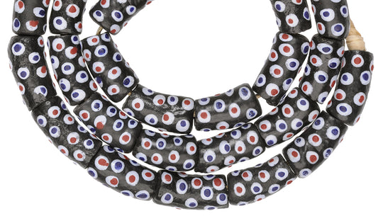African Powder Glass Beads - 10Mm Krobo Thousand Eyes Design - alternate view