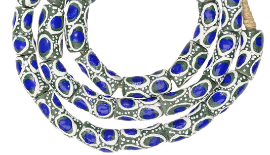 African Trade Beads - Fancy Powder Glass Beads 9Mm, 25.5" Strand - alternate view