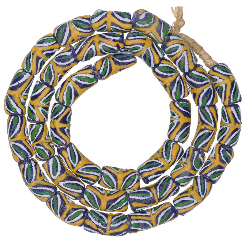 African Trade Beads: Fancy 9Mm Powder Glass Feather Beads