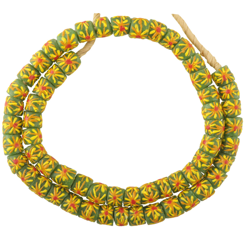 Fancy African Powder Glass Trade Beads - 12-13Mm, Ghana Made