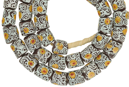 Authentic African Trade Beads - Fancy Powder Glass Krobo Beads - alternate view