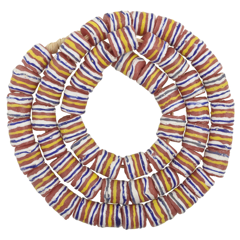 Authentic 11-12Mm African Fancy Powder Glass Beads, Krobo, Ghana