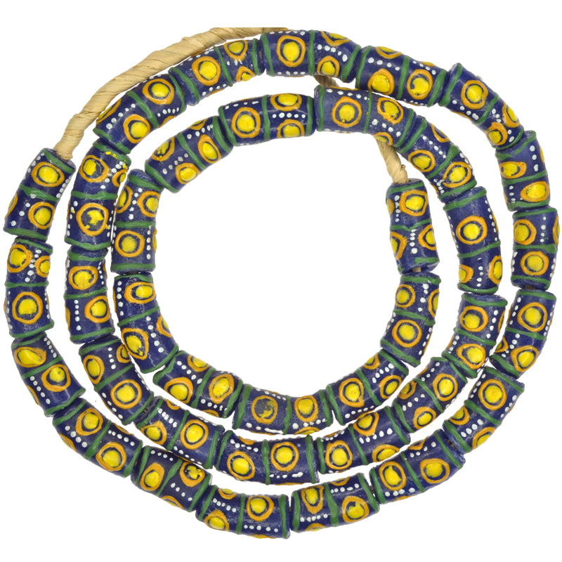 African Fancy Powder Glass Beads - 9Mm Handmade Krobo Trade Strand