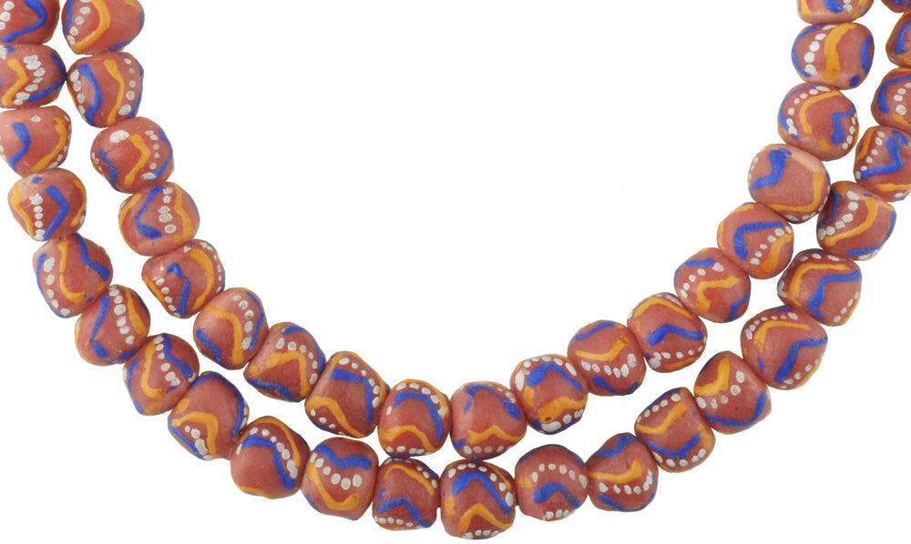African Fancy Powder Glass Trade Beads, Krobo Ghana, 11-12Mm - alternate view