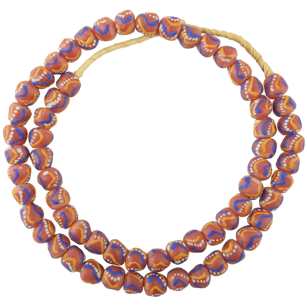 African Fancy Powder Glass Trade Beads, Krobo Ghana, 11-12Mm