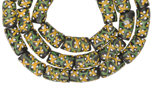 African Fancy Powder Glass Beads, Handmade In Ghana, 10Mm, 25" Strand - alternate view