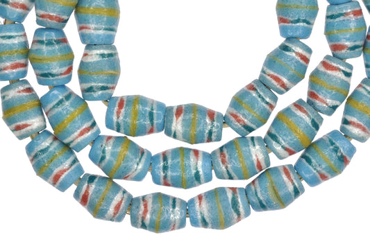 Blue Oval Powder Glass Beads - African Trade Beads From Ghana - alternate view