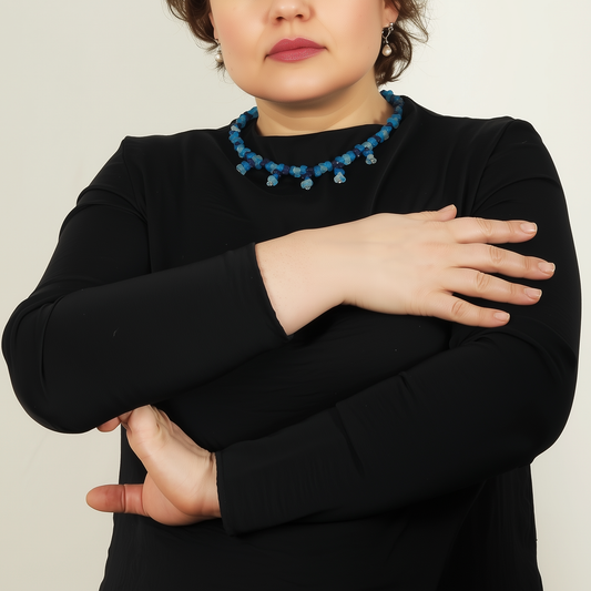 African Glass Trade Beads Handmade Necklace Jewelry Memory Wire Stainless Steel - alternate view