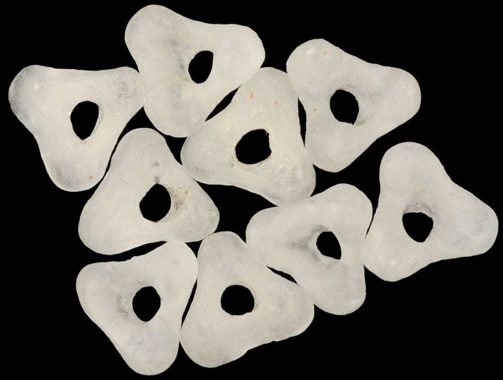 Translucent Krobo Glass Beads Imitating Bohemian Flower Trade Beads - close-up