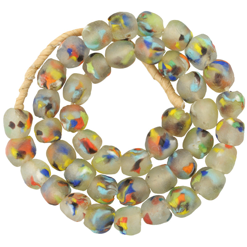 Translucent Krobo Glass Beads, 13Mm Recycled African Trade Beads