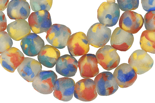 Translucent Krobo Powder Glass Beads - Handmade African Trade Beads - alternate view