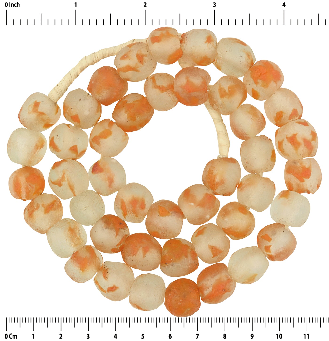 African Handmade Beads Recycled Glass Powder Krobo Ethnic Necklace Ghana Jewelry - zoomed-in detail