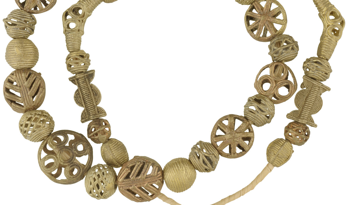 Handmade African Brass Beads From Ghana - Lost Wax Technique - close-up