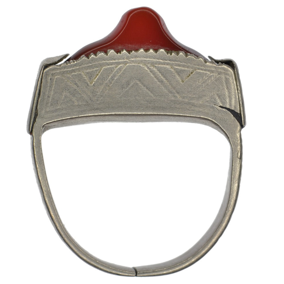 Tuareg Silver In-Gall Ring with Agate – Sahara Nomadic Craft